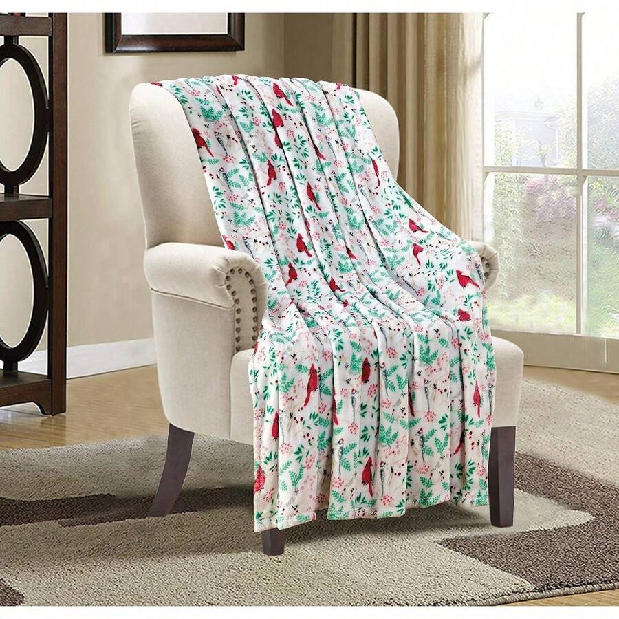2026 Elegant Comfort Velvet Touch Ultra Plush Christmas Holiday Printed Fleece Throw/Blanket-50 X 60inch, (Reindeer), 50 X 60 Inch (W912) - 樞機主教 - 查看 1