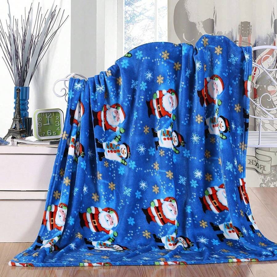 2026 Elegant Comfort Velvet Touch Ultra Plush Christmas Holiday Printed Fleece Throw/Blanket-50 X 60inch, (Reindeer), 50 X 60 Inch (W912) - 聖誕老公公 - 查看 1