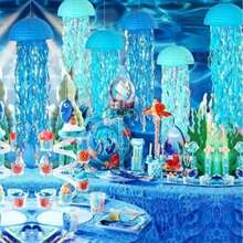 Farol de papel con forma de medusa colgante en azul, decoración para fiesta con tema submarino, farol de papel de color degradado, adecuado para fiesta de cumpleaños de sirena, baby shower, decoración de aula con tema oceánico y decoración de habitación con tema de playa - Multicolor - Ver 4