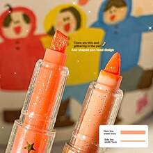 Set de evidențiatoare cu sclipici cu 12 culori - Pentru luarea de notițe și jurnalizare, creații DIY, consumabile de colorat - vârf daltă 1-4 mm - o marime - Vizualizare 3