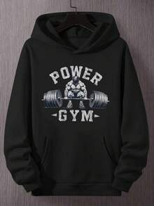 Muscular Figure Performing Deadlift Men'S Plus Size Hoodies - 黑色 - 查看 2