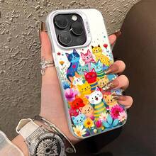 1pcs Colorful Cartoon Cats Phone Case Compatible with Apple Phone 17ProMax 16 15 14 13 12 11ProMax Pro Xs Max XS X 7plus 8plus Antidrop Phone Case Silicone Vintage Funky Cute Whimsical Can Be Given To Friends Can Be Given To A Lover - Plateado - Ver 1