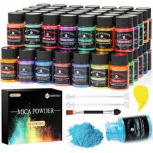 Mica Powder,48 Colors - 10g/Bottle Of Natural Pigment Powder For Epoxy Resin,Soap Making,Candle Making,Lip Gloss,Car Freshies,Dye,Nail Polish,Bath Bombs,38027106 - 彩色 - 查看 1