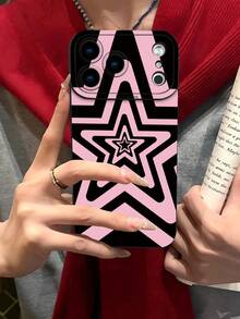 1pc Layered Geometric 2D Pattern Fashion Phone Case, Classic Versatile Stylish Creative, Suitable As Birthday, Holiday, Christmas Gift For Friends, Family, Couples, Matte Black Full Body Protection Compatible With IPhone 17/16/15/14/13/12/11/Pro/ProMax/PLUS And S/A Series - Black - View 2