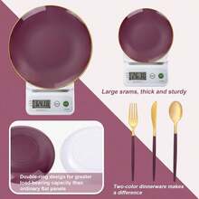 150PCS Clear Silver Plastic Plates & Disposable Silver Plastic Silverware With Glitter Bamboo Handle Cutlery-Baroque Clear Disposable Plates For Wedding & Easter Day & Mother's Day-TrugenixYSN1B - 紫色 - 查看 3