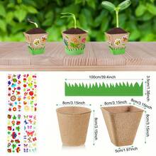 1 Set Isi 15pcs Termasuk 10pcs Pot Kertas Kerajinan Taman DIY, 4pcs Stiker Busa, 1pc Stiker Pagar - Kit Penanaman Persegi Panjang untuk Kerajinan Pot Bunga, Pot Kertas Taman Kosong untuk Dilukis, Kit Kerajinan Massal untuk Aktivitas Berkebun, Pot Bunga untuk Dalam Ruangan - Coklat - View 4