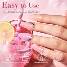 Dip Powder Nail Kit, 6 Colors Jelly Pink Transparent Nude Hot Pink Peach Dip Dipping Powder Starter Set, French Nail Art Manicure DIalon, No Need Nail  Cured Mother's Day Gift,37983886 - 粉色 - 查看 6