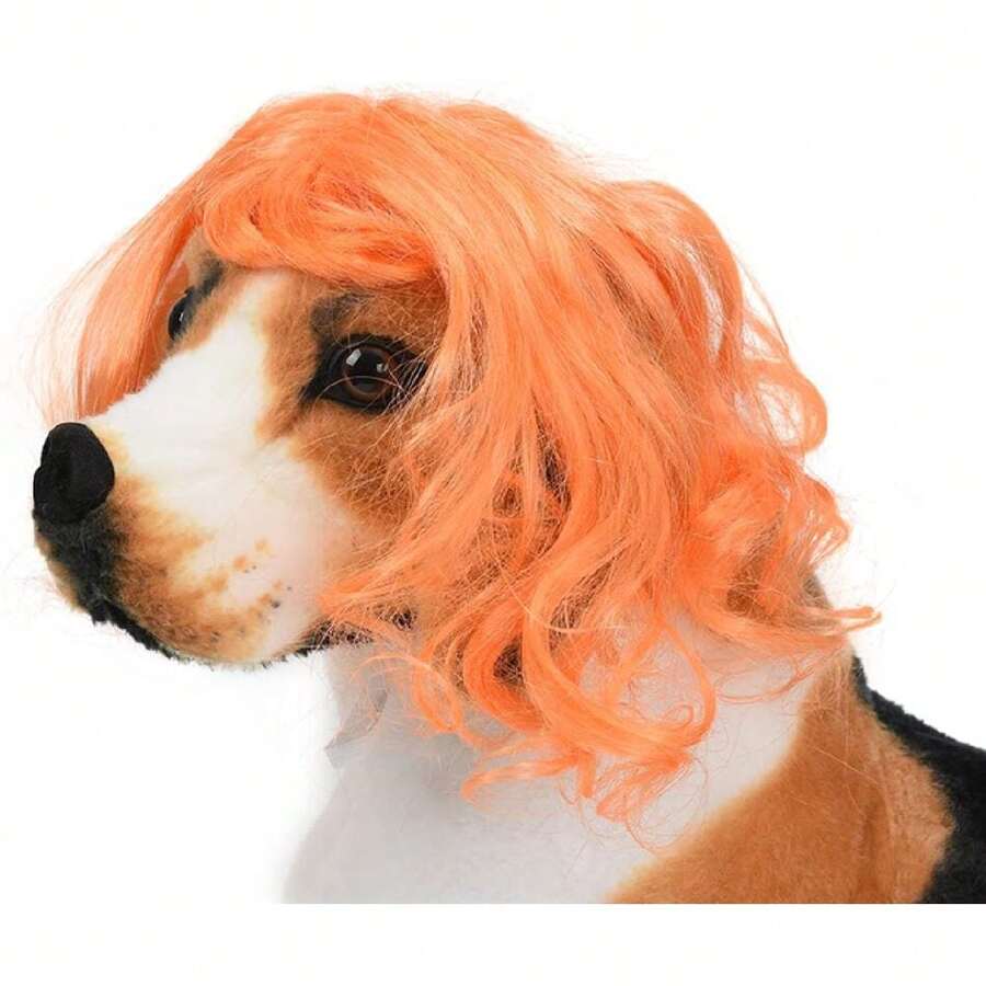 Funny Orange Long Curly Dog Wig, Cat Cosplay Wig, Pet Wigs For Halloween, Christmas, Parties, Festivals, Dog Wigs For Small Medium And Large Dogs,38049243 - Reddish Brown - Xem 1