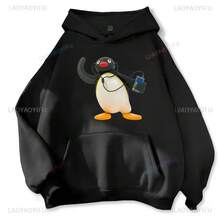 Music-Listening Penguin Emotion Autumn Winter Hoodies Men Fashion Long Sleeve Sweatshirts Women Streetwear Pullovers Sudaderas - Grey - View 10