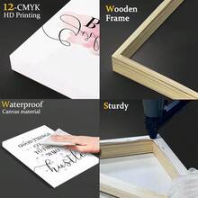 2D Flat, 1pc Vintage Tropical Hibiscus & Palm Trees Framed Canvas Wall Art - Wooden Wrap-Around Frame With Pink Flowers, Botanical Print & Hawaii Mountain Landscape - Ready-To-Hang Indoor Painting For Living Room, Bedroom, Office - Hawaiian, 2D Flat - 彩色 - 查看 7