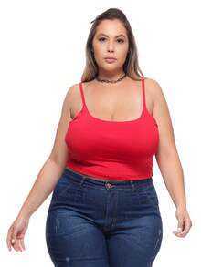 TOP Cropped Feminina Suflex Strap PLUS SIZE - Red - View 6