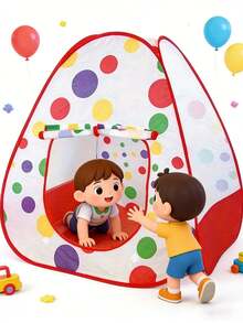 1pc Wave Dot Children's Tent, Suitable For Boys And Girls Indoor And Outdoor Use, Children's Play Themed House, Indoor And Outdoor Play House, Imagination-Inspiring Role-Playing Game Time, Best Birthday And Holiday Gift - Multicolor - View 4