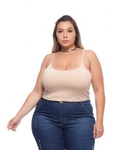 TOP Cropped Feminina Suflex Strap PLUS SIZE - Beis - Ver 5