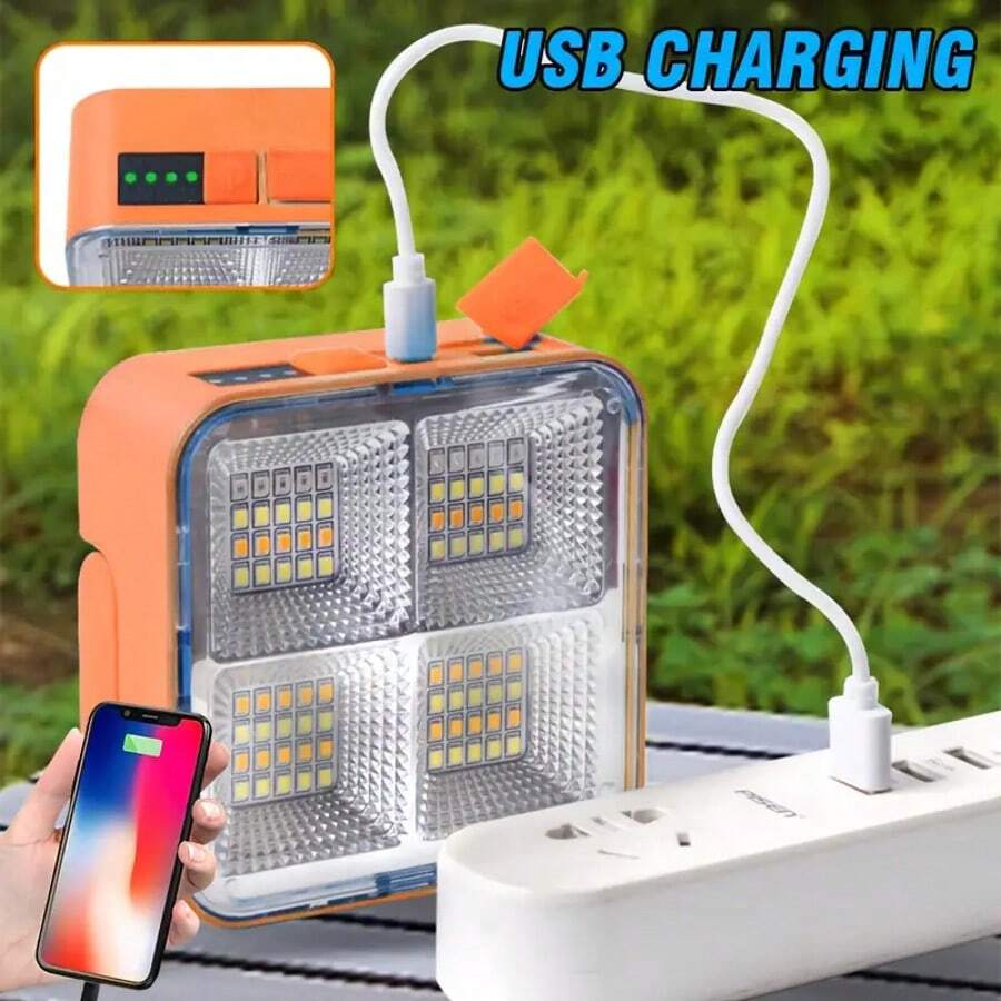 1pc Outdoor Solar Powered Lamp, Portable Camping Lantern With Built-In 2pcs 18650 1200mAh Rechargeable Batteries, Solar Panel Charging Zero Power Consumption Emergency Light, Solar LED Camping Light, Tent Light, Emergency Light, Searchlight - Magnetic Multi-Function, IP66 Waterproof, Suitable For Power Outage, Outdoor, Home Travel, Camping, Fishing And Night Market Lighting - Christmas Gift, Christmas Eve, Christmas Decoration - trái cam - Xem 1
