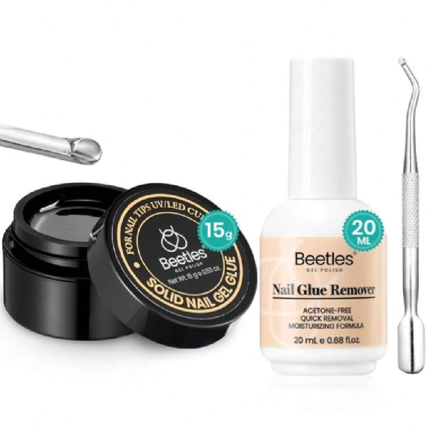 Beetles Solid Nail Glue Gel With 20ml Nail Glue Remover Set 15g For Press On Nails Acrylic Nails Tips U V Cured & Nail Supplies Nail Stuff Nail Stuff Nail Tech SuppliesSolid Glue Remover- Not For Uv Gel Glue,37984268 - 淺藍色 - 查看 1