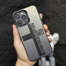 For  17 Pro Case For  16 Pro Max 15 Plus 14 13 12 11 XS XR  Letter Cross Pattern Anti-Scratch Military-Grade Drop Protection Slim Cellphone Cover   15  Pro  Max  Case - màu đen - Xem 1