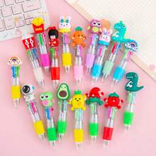 4pcs/Set Cute Cartoon Mini Ballpoint Pen Set, Student Use, 4 Colors Mini Ballpoint Pens, Craft Pens, Colored Pens, 4 Color Ink, Student Office Stationery Gift Box Set, 0.7mm Refill, Back To School Essential, Learning Supplies - Multicolor - View 2