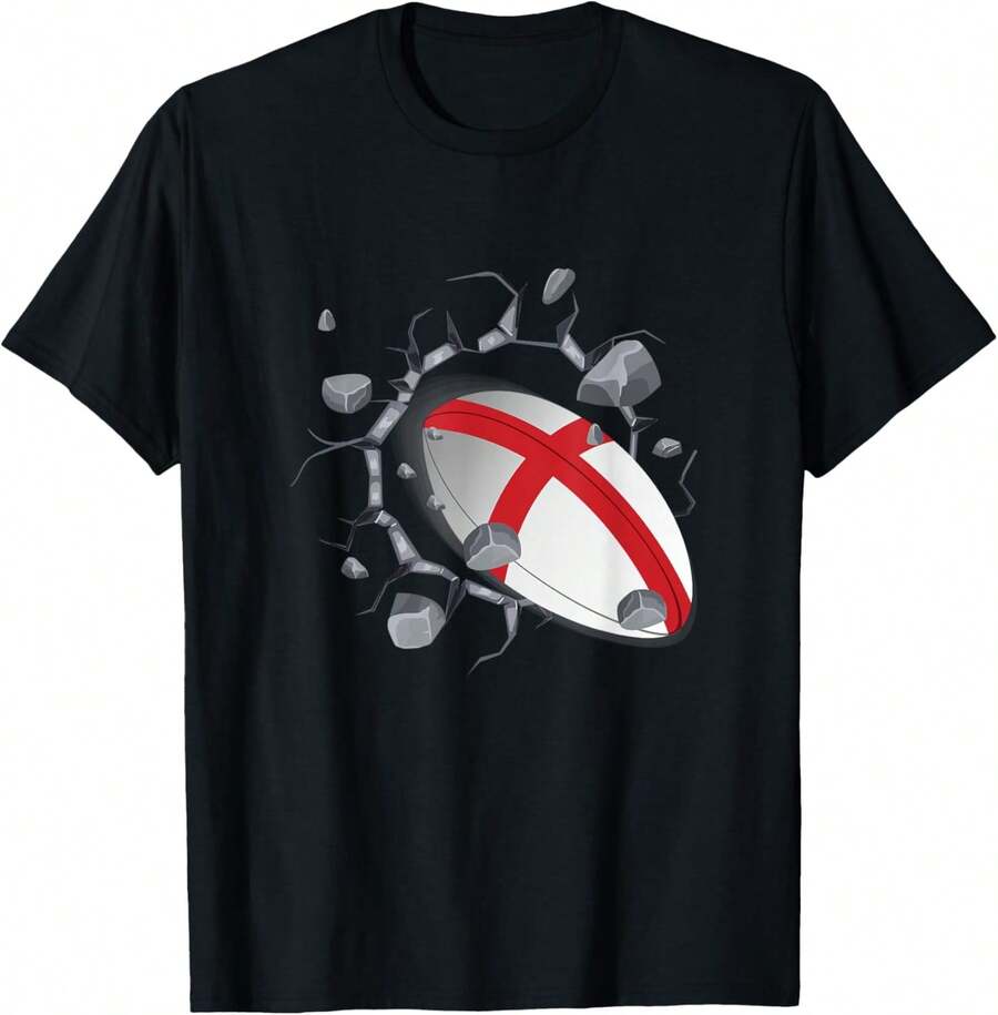 England Rugby Supporters Gifts  Players English Rugby Fans T-Shirt - Black - View 1