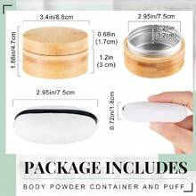 100 Ml Bamboo Loose Powder Puff And Container Empty Dusting Powder Jar For Body Face  Travel Case Compact Case Holder With Sifter Lids And Puff,38053521 - Green (Gema) - 查看 2