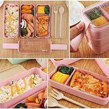 U Chef Lonchera tipo bento con 3 espacios de silicona para comida y almuerzo, Set de contenedores ecolgico para nios o adultos, Diseo elegante y compacto incluye bolsa porttil (Beige) - Beis - Ver 8