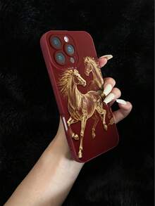 Funda de teléfono a prueba de caídas con perforaciones pintadas de color burdeos, de estilo minimalista y de moda, compatible con iPhone 17/17 Pro Max/16/15 XR/7/8/16 Pro Max/13/15 Pro Max/12 Pro Max/13 Pro Max/14 Pro Max 13 14 11 12 P14 Mujeres P11 Carcasa blanda P12 a prueba de caídas XS.XR/78P.78GES2 Funda de teléfono a prueba de caídas Funda protectora de teléfono a prueba de caídas - Multicolor - Ver 4