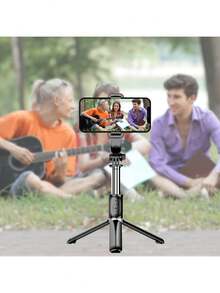 1pc 40-Inch Telescopic Selfie Stick Tripod, All-In-One Smartphone Tripod Stand With Wireless Remote, 360° Rotation - Black - View 7