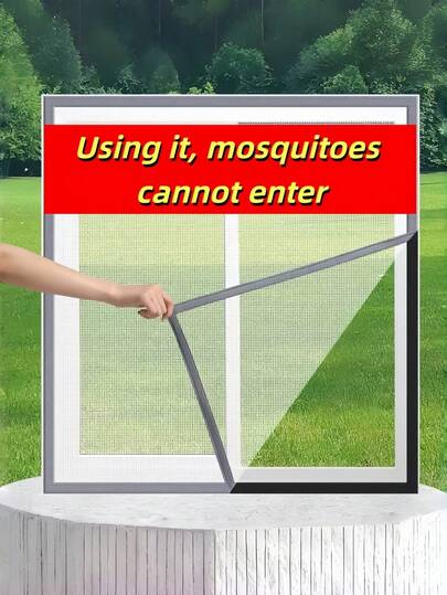 1pc Self-Adhesive Invisible Mosquito Net Screen, Easy To Install And Remove, No Drilling Required, Suitable For Living Room And Bedroom, Summer Anti-Mosquito And Insect