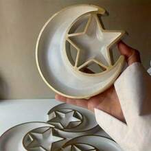 1个星月硅胶模具，DIY珠宝展示托盘模具，手工粘土、石膏、烛台模具，斋月节日及家居装饰铸造模具