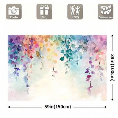 1pc Colorful Floral Watercolor Background, 100% Polyester, No Electricity Required, Suitable For Various Uses, Great For Outdoor And Home Garden Decor