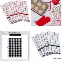 OpenHIDII - 100% algodn, lavable a mquina, pao de cocina bsico para uso diario, diseo de cristal de ventana, juego de 6 unidades, color arndano - azul+paño - Ver 18