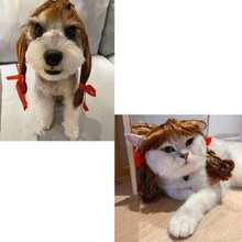 Pet K9 Funny Dog Cosplay Wig, Headwear Apparel ,Pet Costumes, Cat Dress Up For Halloween, Christmas, Parties, Festivals, Dog Wigs For Small Medium And Large Sized Dogs (Brown Braids),  Wigs Cosplay Mardi Gras 38049245 - 挑染紅色 - 查看 6
