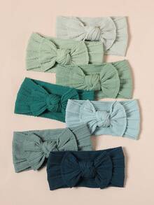 7件套绿色渐变蝴蝶结发带，超柔软宽大，时尚婴儿囟门保护发带，轻盈透气，四季皆宜，拍照和送礼的理想之选。 - 彩色 - 查看 3