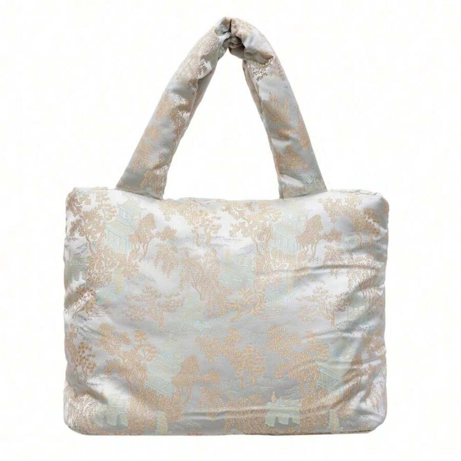 [Nueva]Bolso cruzado de mujer estilo nuevo chino con diseño de cubo gran capacidad para el trabajo y el ocio bolso de hombro y bandolera elegante y práctico - Verde - Ver 1