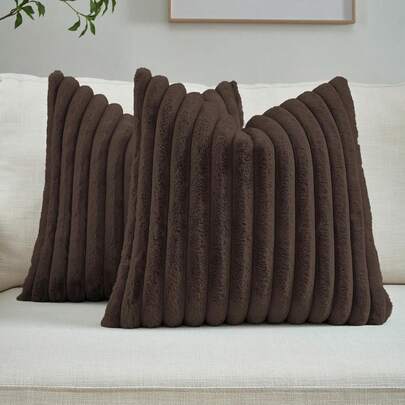 1pc Solid Plush Cushion Cover Without Filler