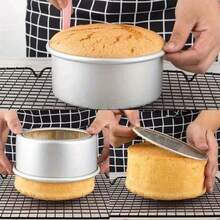1 pieza/Set de 3 piezas, Molde redondo para hornear pasteles de aluminio, Molde de pastel redondo con fondo extraíble, Juego de herramientas de horneado de varios tamaños, Molde de pastel creativo, Apto para pasteles de cumpleaños y pasteles de boda, Horno y olla a presión, Lavavajillas, Duradero - Fondo vivo - Ver 4