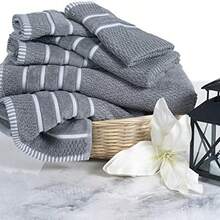 OpenHILavish Home 6 Piece Egyptian Cotton Rice Weave Towel Set, Navy - Azul Marino - Ver 2