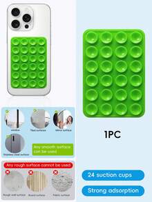 48pcs Double-Sided Suction Cup Phone Holder, 24 Suction Cups Per Side, Detachable Phone Stand, Waterproof, 360° Rotation, Suitable For Smooth Surfaces Like Bathroom Walls, Glass Mirrors, Vanity Tables, Not For Rough Walls, Fits All Phones And Mini Tablets