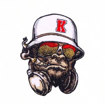 1片朋克风动物刺绣贴片，DIY卡通大猩猩粘性贴片，适用于牛仔裤、夹克、服装、包包、帽子、破洞装饰