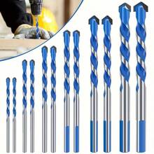 3pcs Blue Ceramic, Tile, Glass & Concrete Drill Bit Set | Multi-Functional Alloy Drill Bits, High Hardness, Triangular Shank, No Electricity Required - Multicolor - View 2