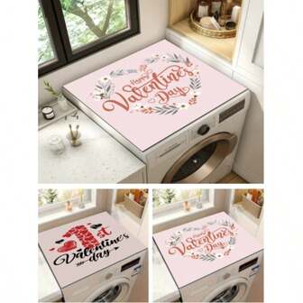 1 pieza Funda para lavadora con diseño de corazón romántico | Feliz Día de San Valentín | Funda antideslizante, resistente al calor y a los arañazos, con revestimiento sintético, para decoración de la sala de lavado, con gran absorción de agua, fácil de limpiar y guardar, protección contra el polvo del refrigerador y los rayos UV
