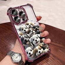 1pcs Cute Cartoon Puppies Phone Case Compatible with Apple Phone17 16 15 14 13 12 11 ProMax Antidrop Phone Case, Camera Protection Phone Case, Girlish Style, Funky, Popular, Fashion, Whimsical, Can Be Given To Friends, You Can Give It To Yourself - Rosa - Ver 2