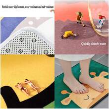 Modern Abstract Art Bath Mat - Vibrant Purple And Black Design For Bathroom Decor -1 - 黑色 - 查看 3
