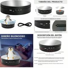 Base Giratoria para Figuras, Exhibidor Giratorio con Espejo, 3 Velocidades / 4 ngulos de Rotacin Ajustables. Base Giratoria, para Exhibicin de Joyas, Productos de Fotografa, Modelos 3D. - negro11 - Ver 10
