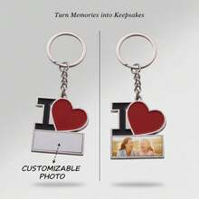 Personalized "I ❤️" Custom Photo Keychain, Customizable Photo, Durable Metal Accessories, Ideal Personalized Gift For Family, Couples Or Pets, Perfect For Birthday, Anniversary Or Valentine's Day, Can Be Used For Car, Bag Or Keys, Fashionable Keychain For Both Men And Women, Nostalgic Commemorative Keychain - Multicolor - View 1