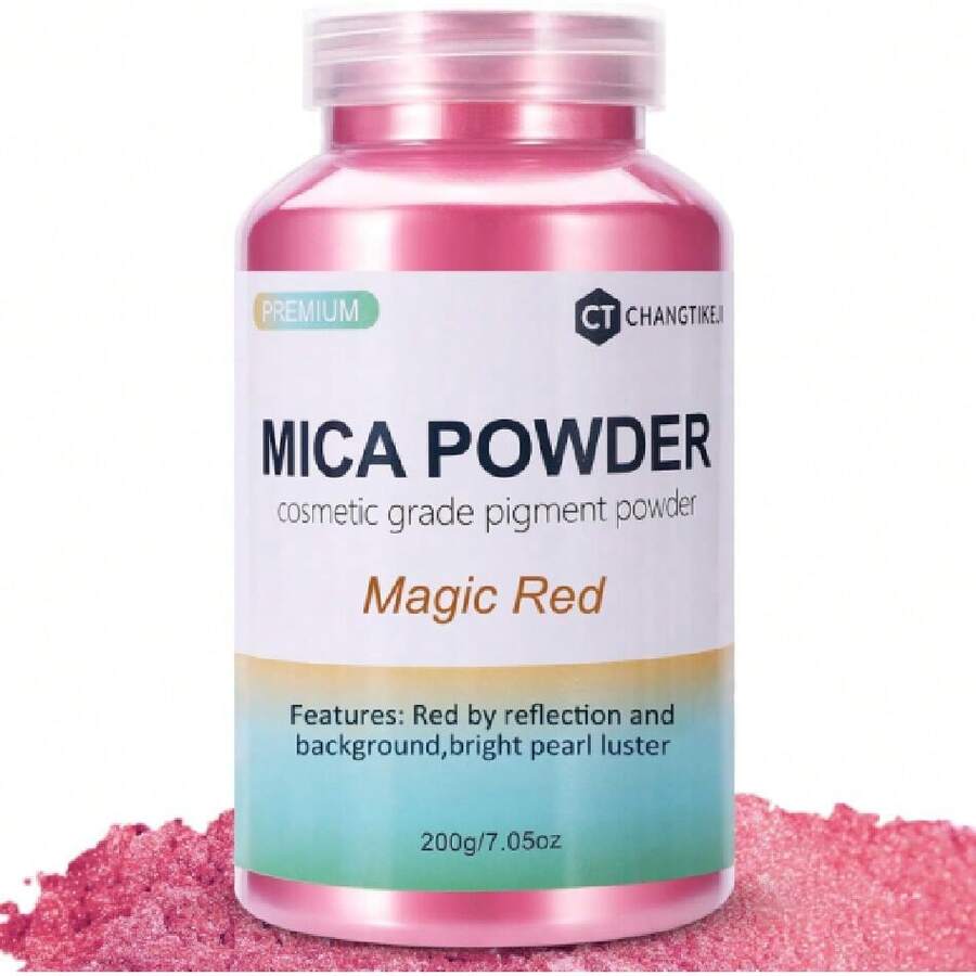 Mica Powder,7.05OZ(200g),Magic Red Mica Powder Pigment For Epoxy Resin,Lip Gloss,Car Paint,Dye,Soap Making,Nail Polish,Epoxy Resin,Candle Making,Bath Bombs,38027115 - 紅色 - 查看 1