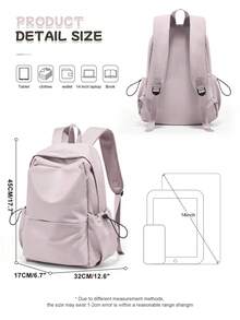 Medium Size Waterproof Backpack, Lightweight Casual Daypack, Unisex, Waterproof Travel Rucksack, Suitable For High School, Middle School, Elementary School Students - Random New Or Old Version , Purple - Dusty Purple - View 12