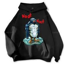 Music-Listening Penguin Emotion Autumn Winter Hoodies Men Fashion Long Sleeve Sweatshirts Women Streetwear Pullovers Sudaderas - Grey - View 6
