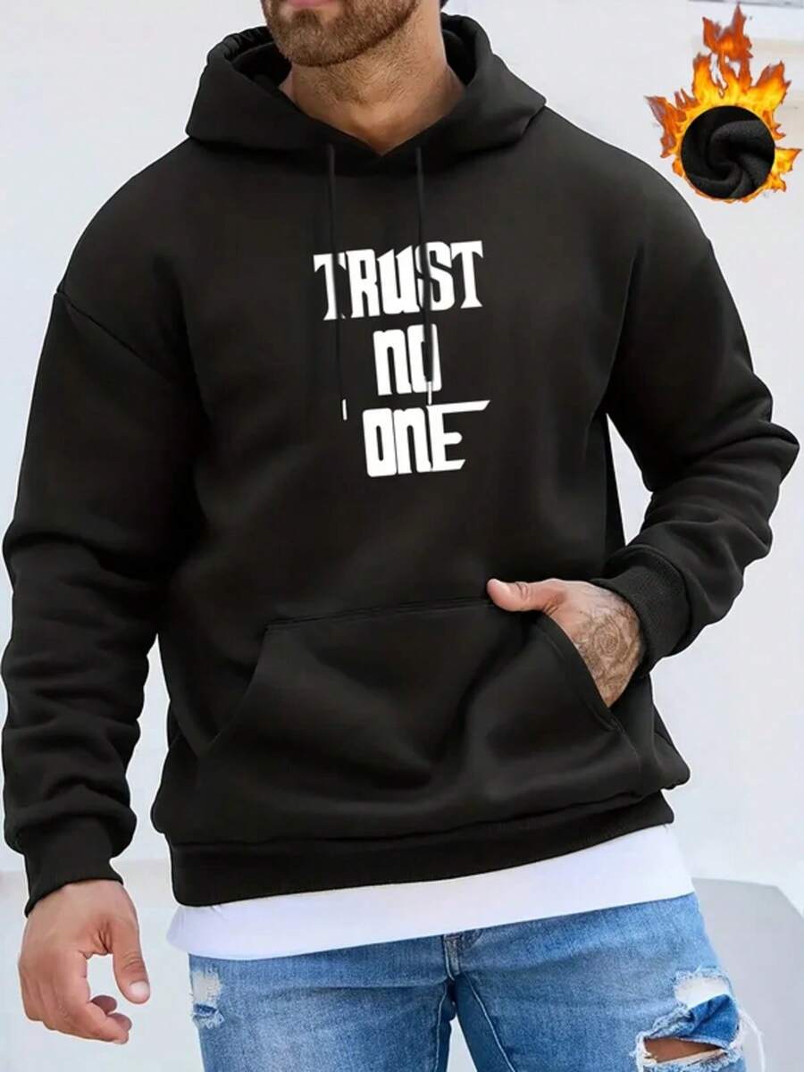 Men's Casual Hoodie (Slightly Stretchy) - Geometric Pattern, Knitted Material, Regular Fit, Suitable For Spring/Autumn - Grey - View 1