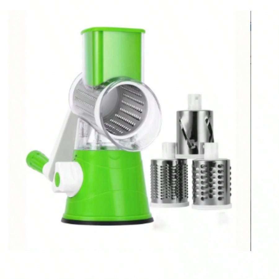 Cortador y Rallador de Verduras Manual con 3 Cuchillas de Acero y Base Antideslizante
