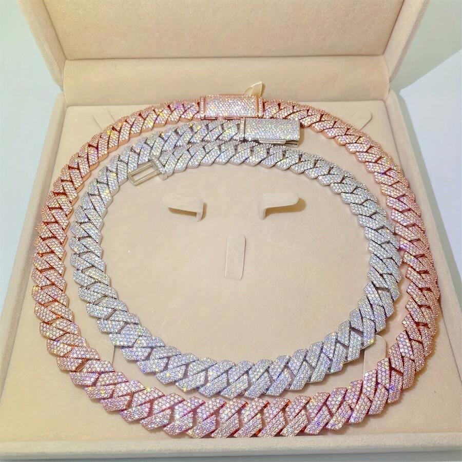 1 High-Quality 925 Silvery + Moisamit 15Mm Necklace, Unisex High-End Jewelry, Suitable For Weddings, Parties And Any Occasion, The Perfect Gift For Yourself And Your Friends On Valentine'S Day - Vàng. - Xem 1